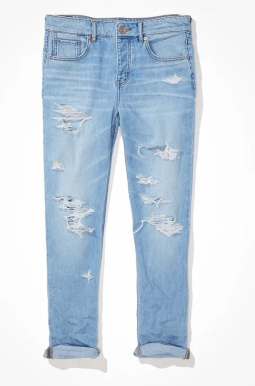 American Eagle Tomgirl Distressed Cropped Button Fly Jeans Size 6
